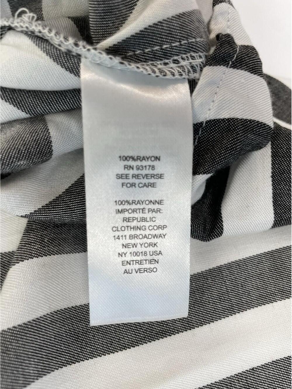 T Tahari Women's Charcoal Black White Striped Belted Shirtdress  Nautical SM - Picture 11 of 11